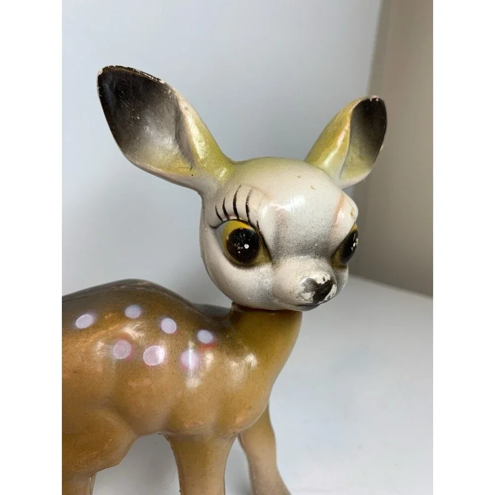 Vintage Christmas Deer Rubber Figure 7” Hong Kong Kitsch MCM Holiday Figure